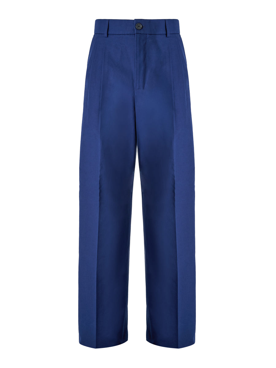 Blue Classic Cotton Pants