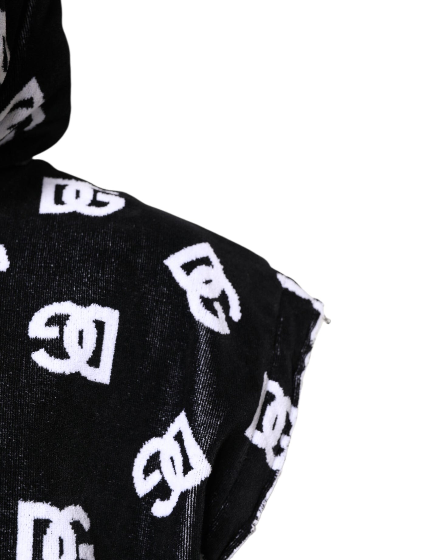 Black DG Cotton Hooded Sleeveless Sweater