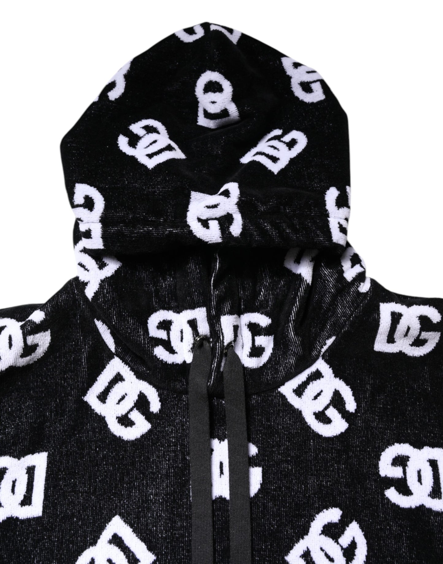 Black DG Cotton Hooded Sleeveless Sweater