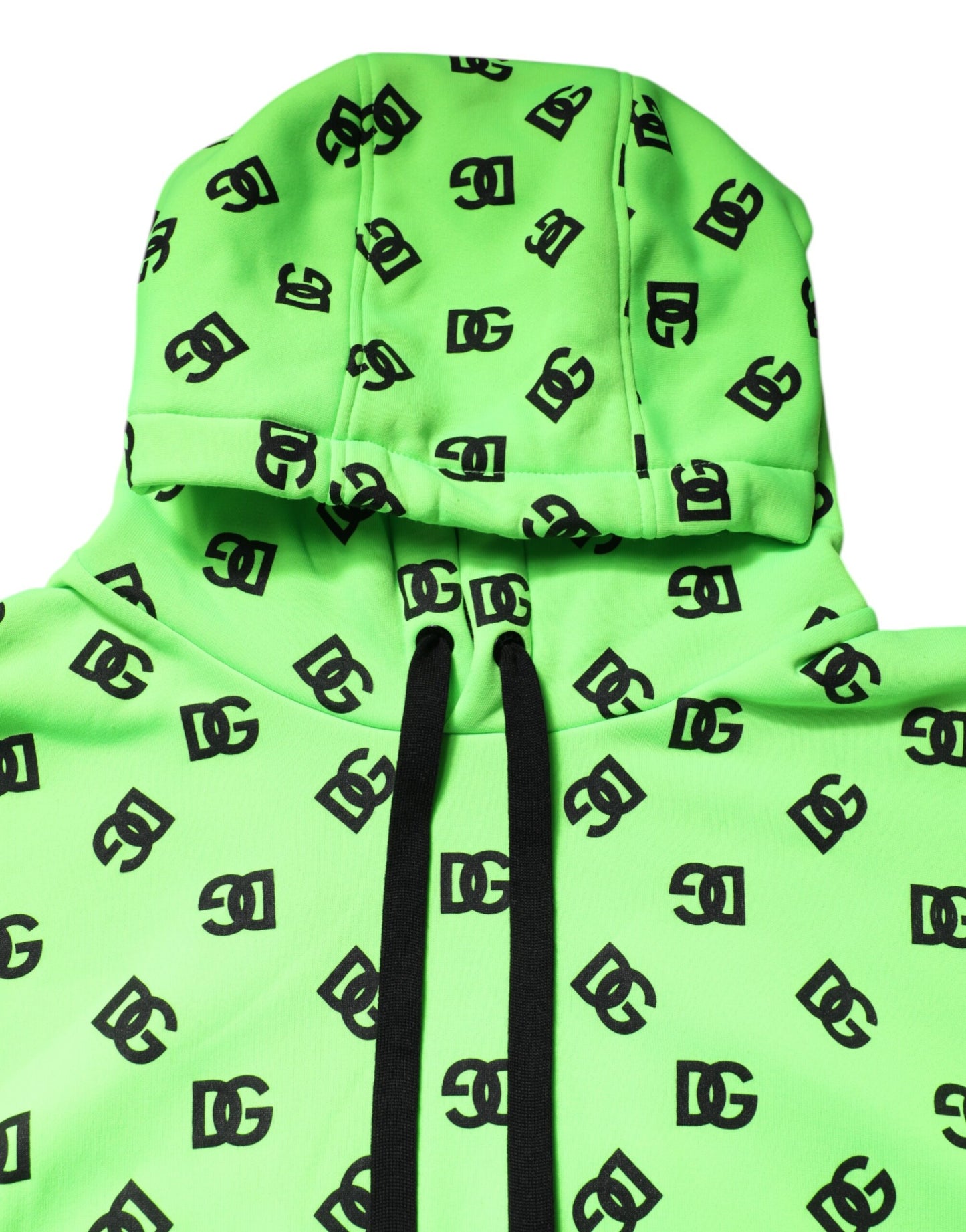 Green Polyester DGLogo Print Hooded Sweater