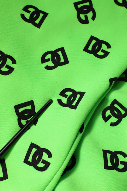 Green Polyester DGLogo Print Hooded Sweater