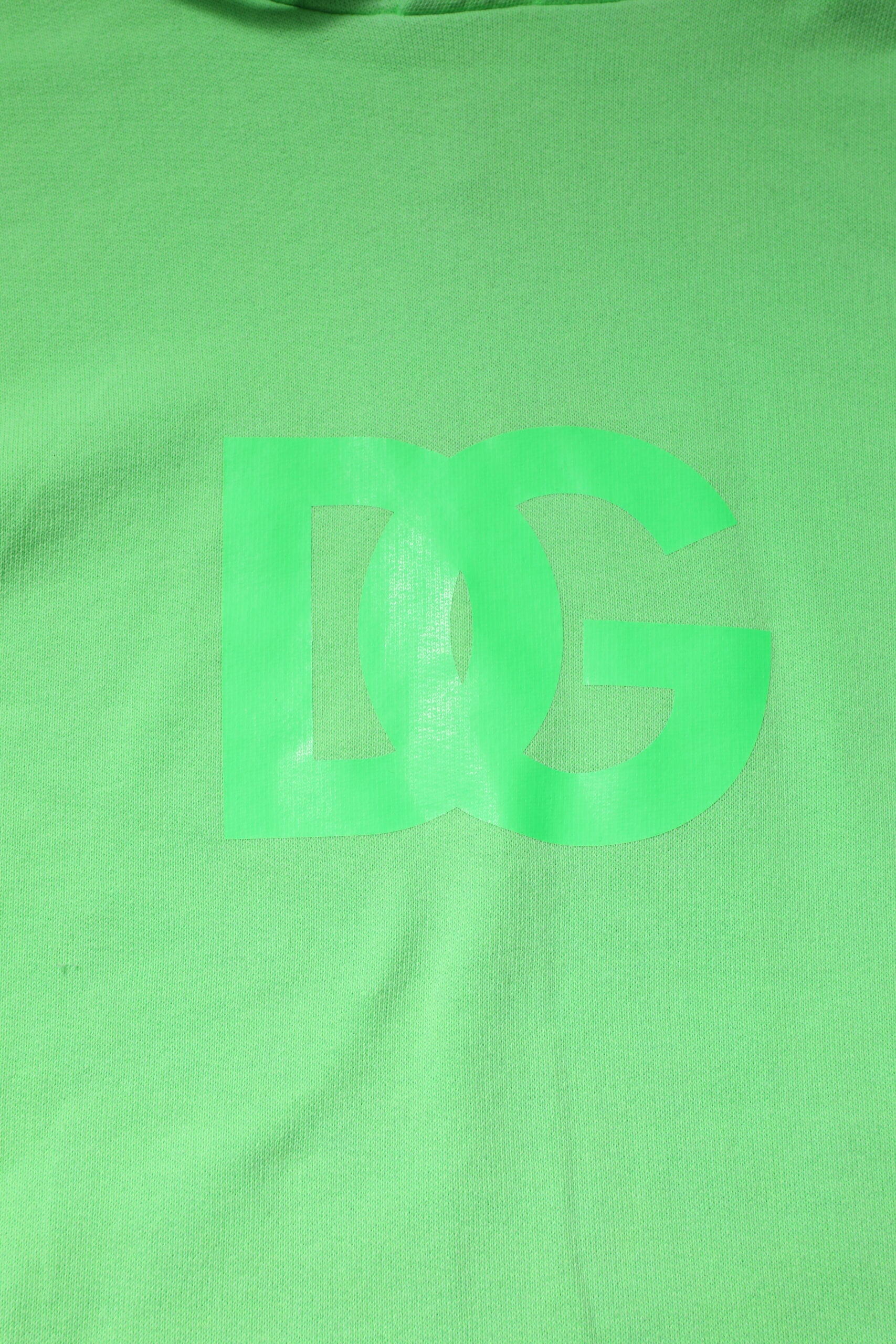 Green Cotton DG Logo Print Hooded Sweater
