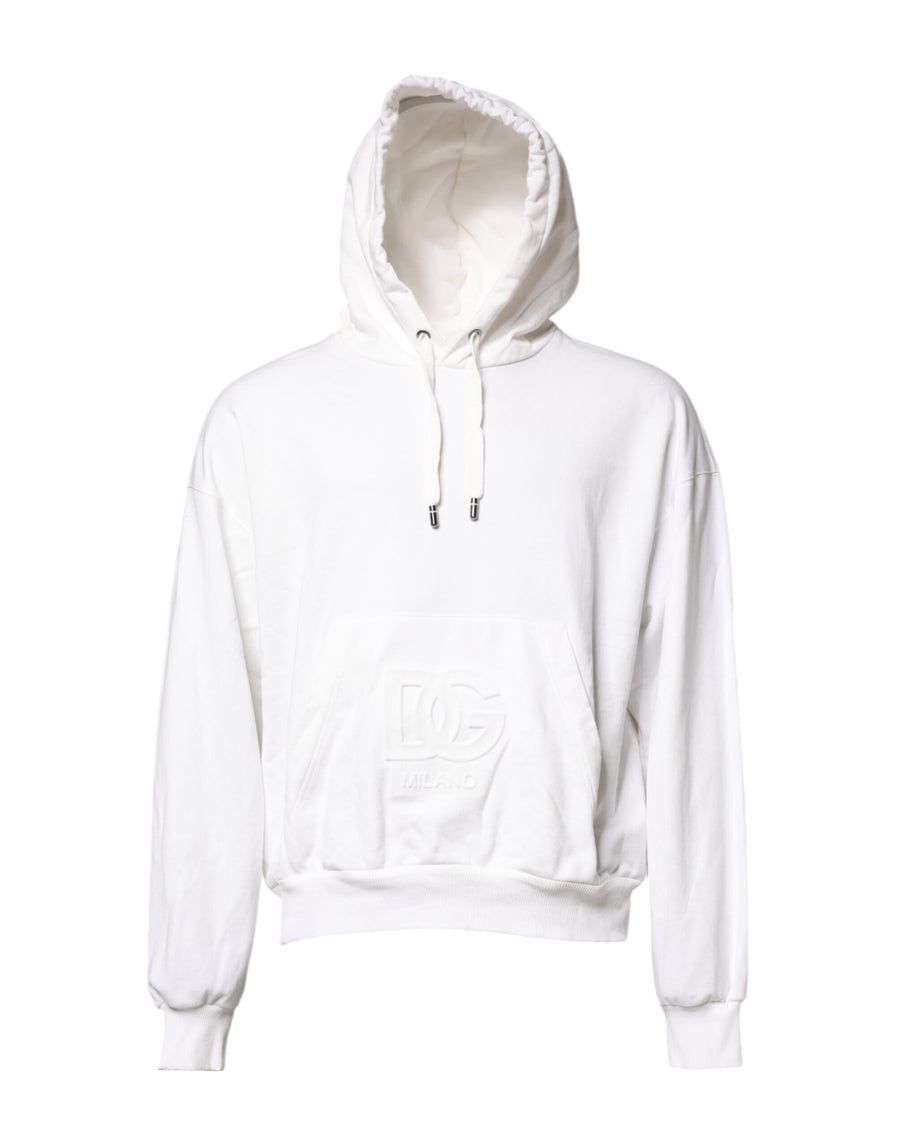 White Embossed Logo Hooded Sweatshirt Sweater