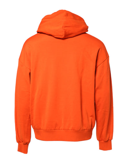 Orange Cotton Hooded Men Sweatshirt Sweater