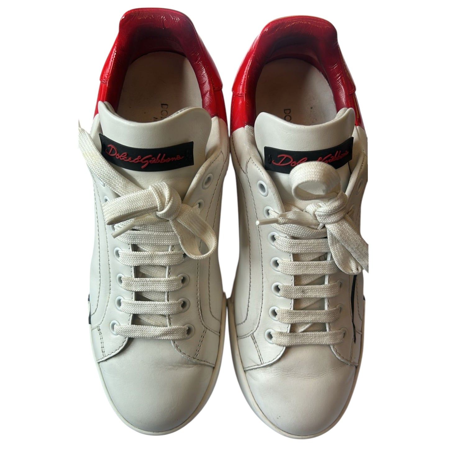 White Red Logo Portofino Sneakers Shoes