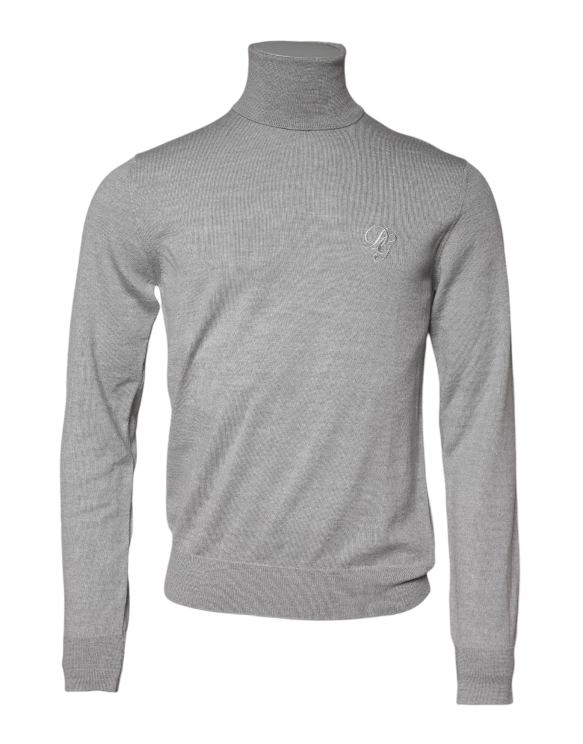 Gray Wool Knitted Men Pullover Sweater