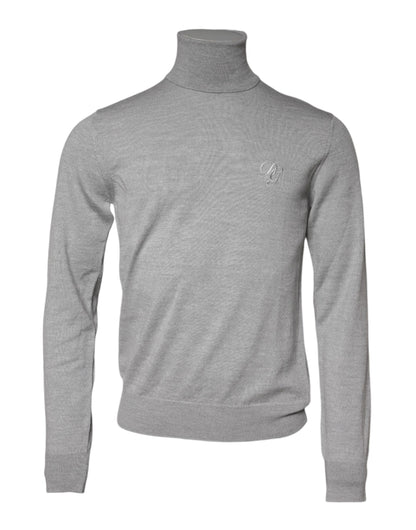 Gray Wool Knitted Men Pullover Sweater