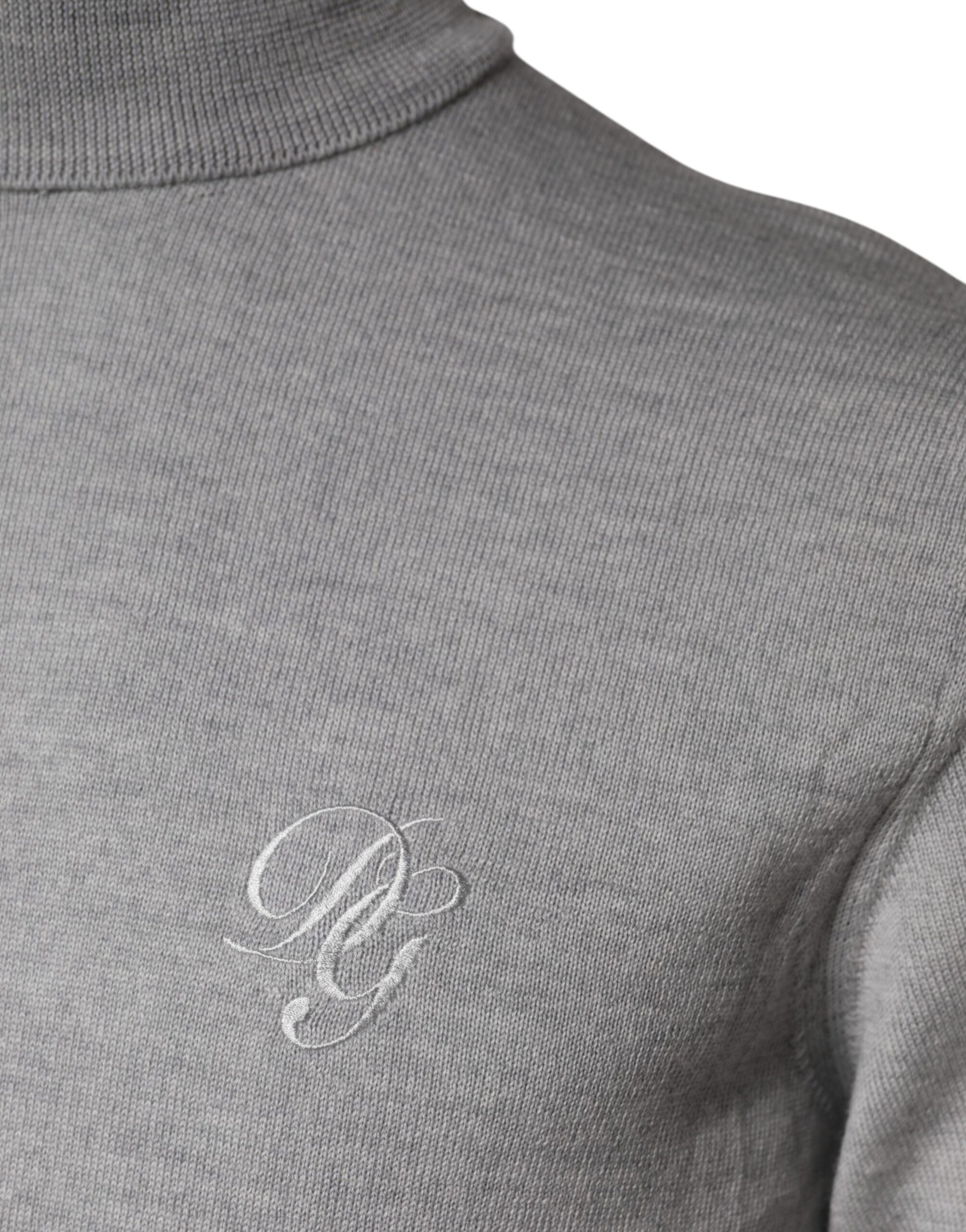 Gray Wool Knitted Men Pullover Sweater