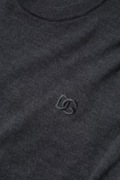 Gray Wool Logo Knitted Men Pullover Sweater