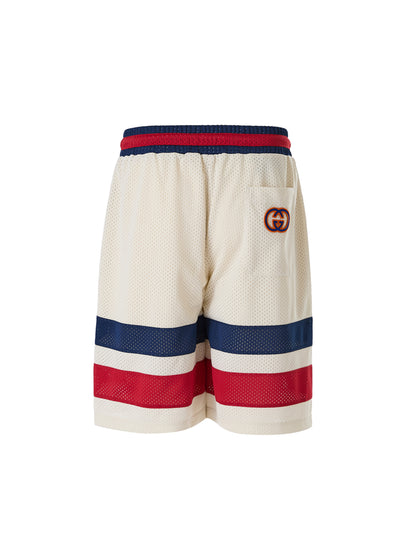 Cream polyester Logo Shorts