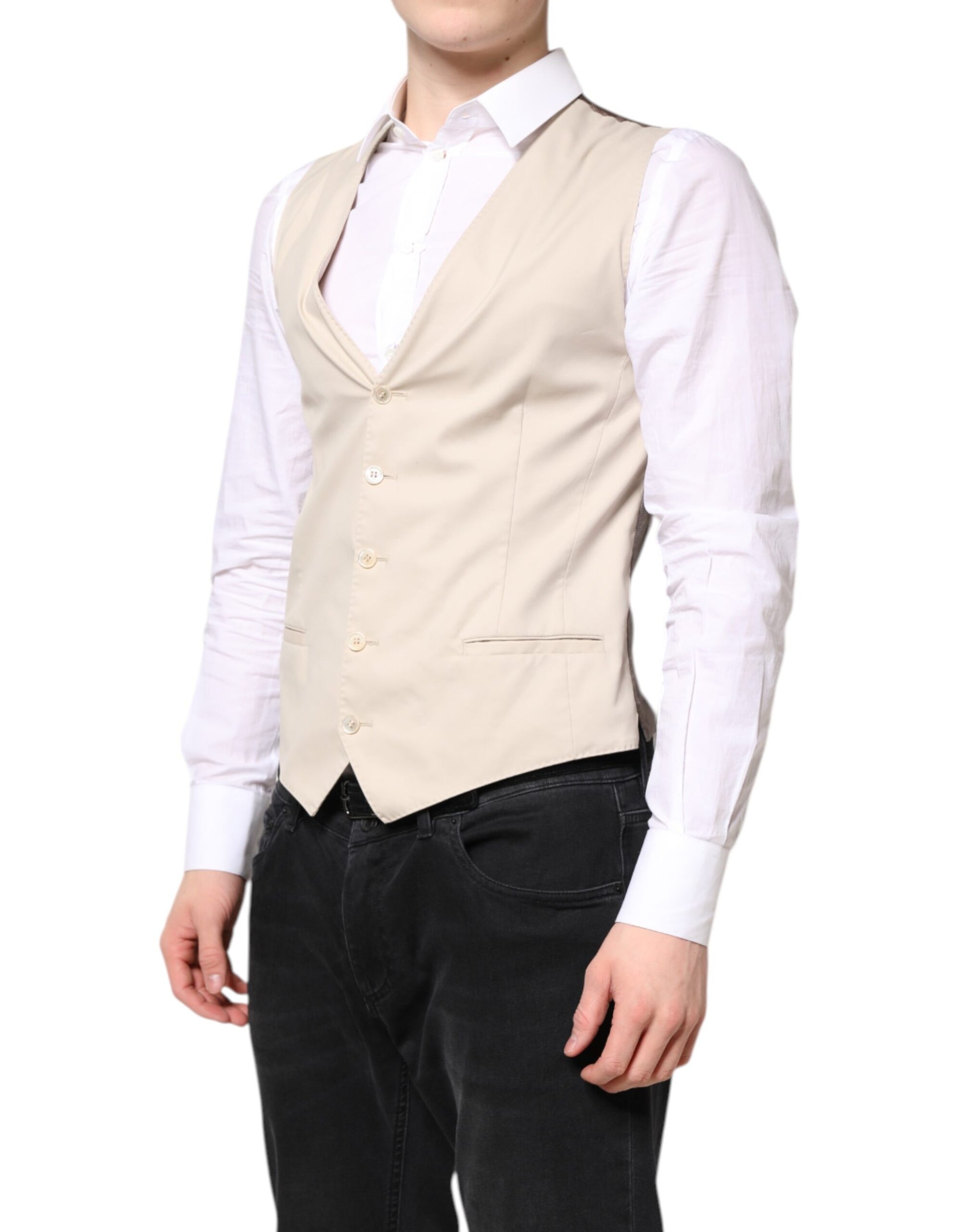 Beige Gray Dress Men Formal Waistcoat Vest