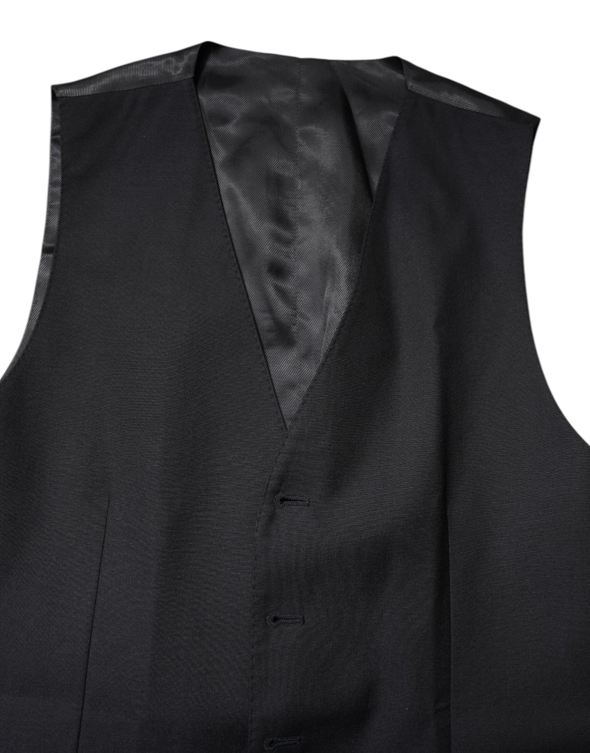 Black Wool Waistcoat Dress Formal Vest