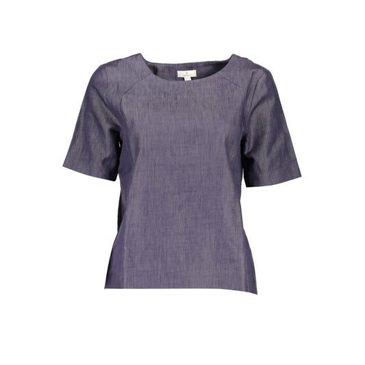 Blue Cotton Women T-Shirt