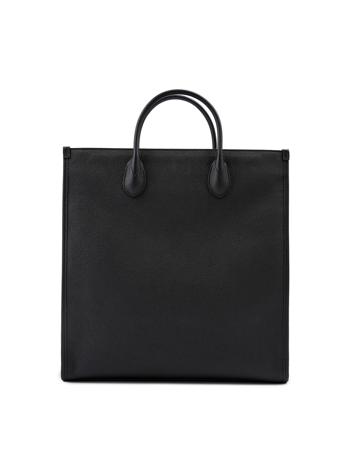Black Leather Logo Medium Tote Bag