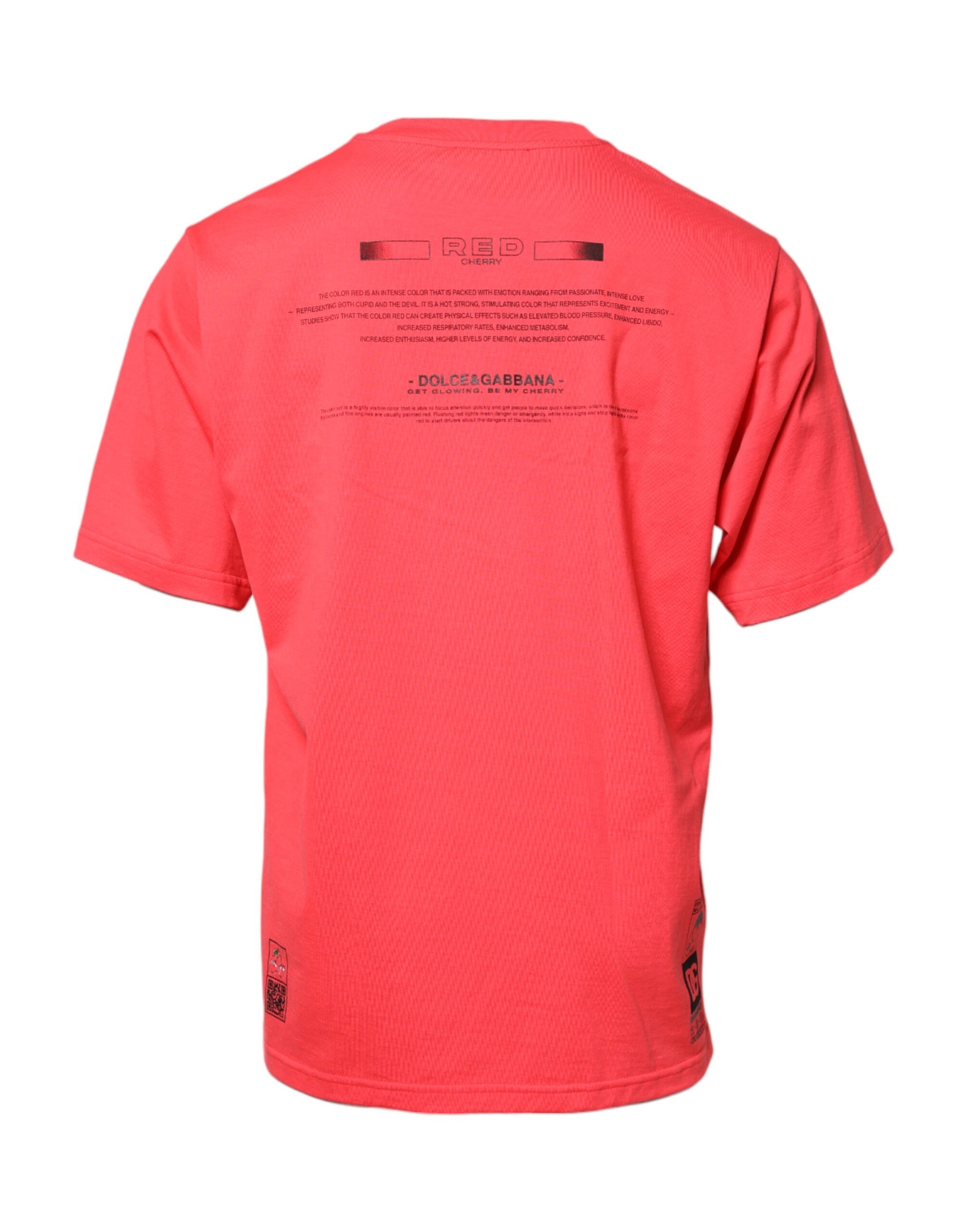 Red Cotton Lettering Print Crew Neck T-shirt