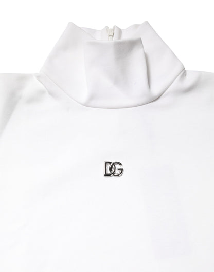 White Cotton Turtleneck DG Applique T-shirt