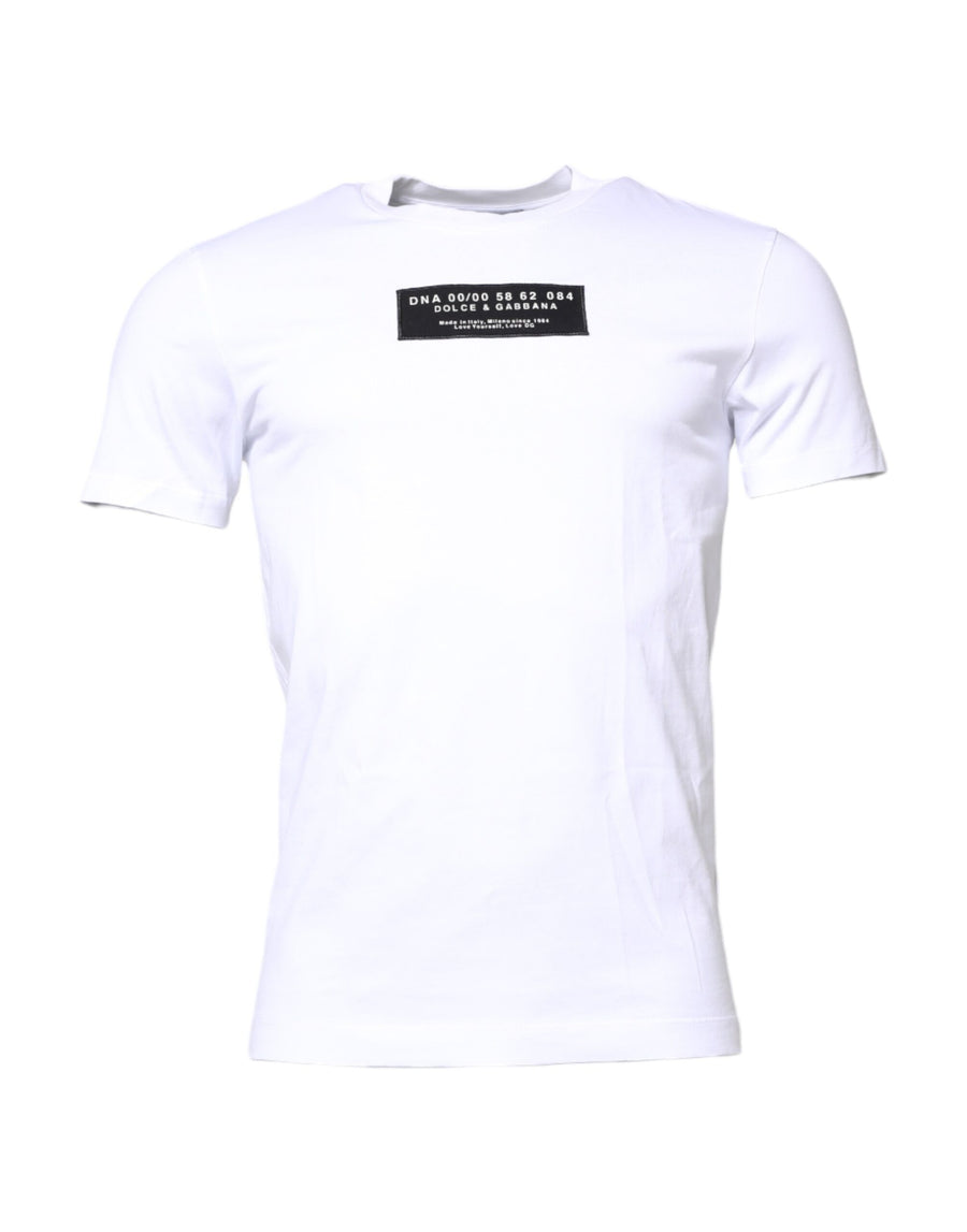 White Cotton Logo Patch Crew Neck T-shirt