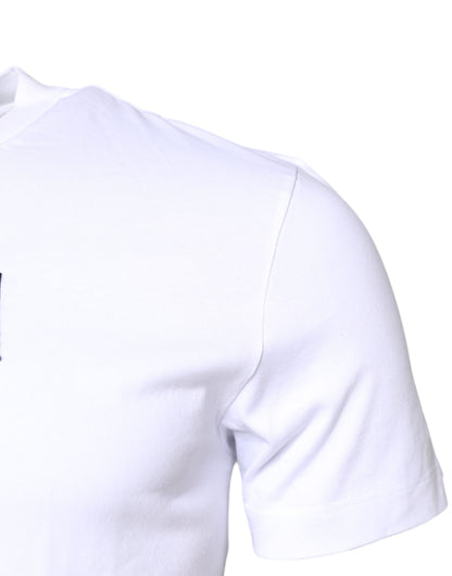White Cotton Logo Patch Crew Neck T-shirt