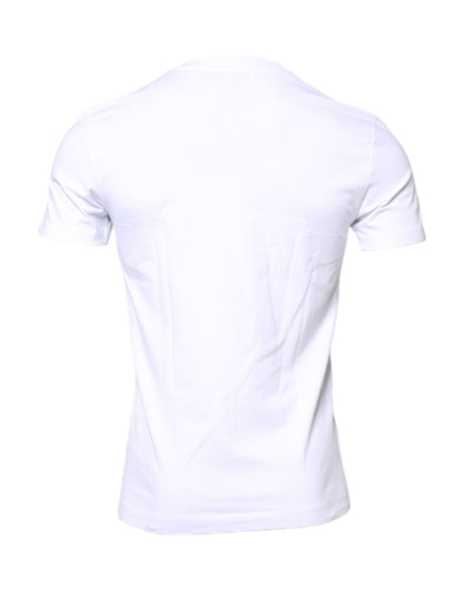 White Cotton Logo Patch Crew Neck T-shirt