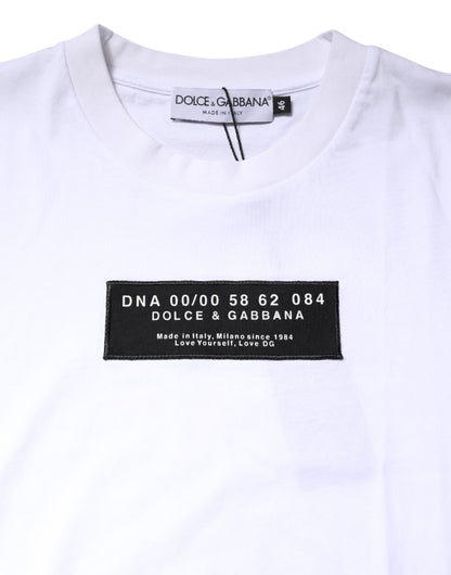 White Cotton Logo Patch Crew Neck T-shirt
