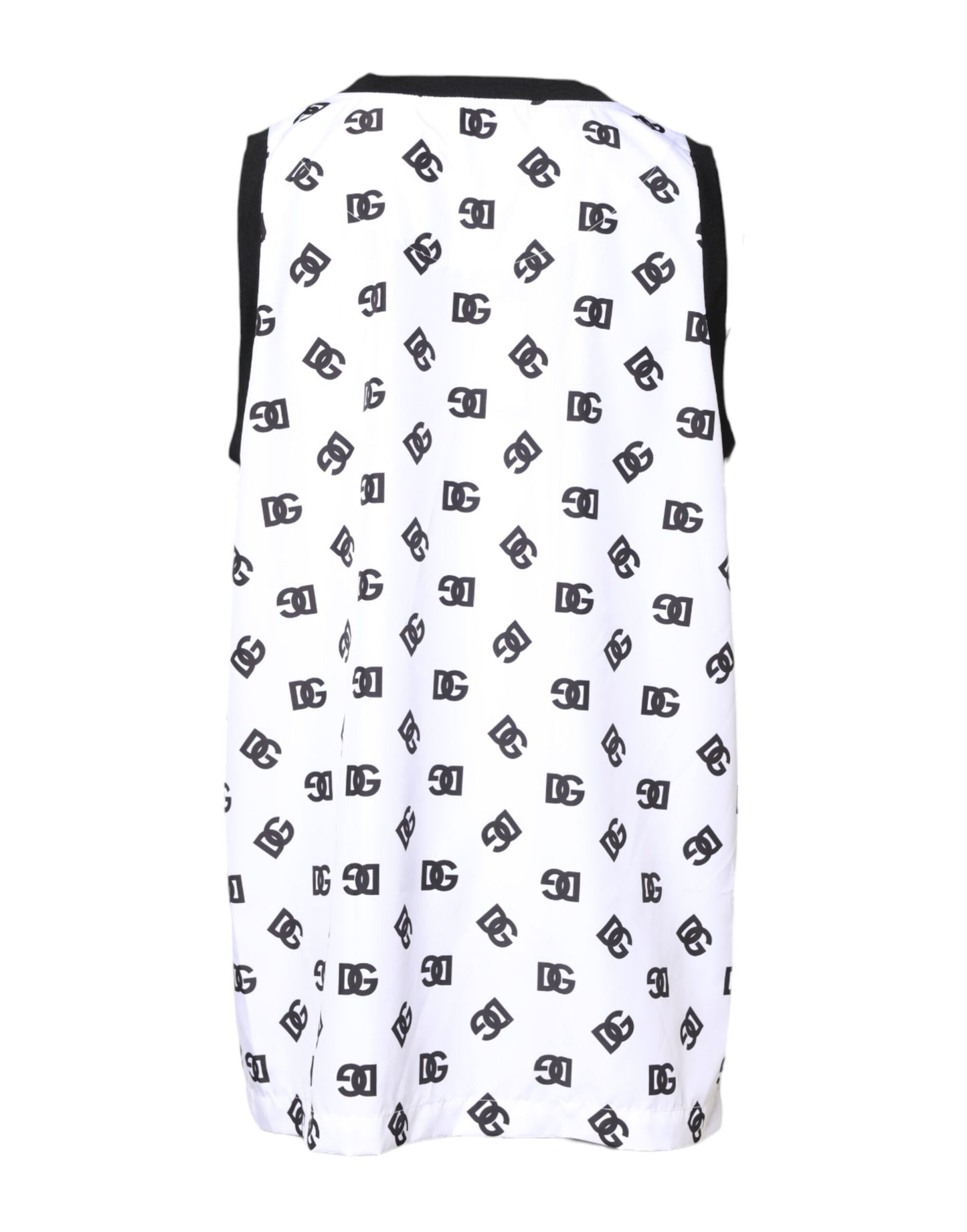 White Polyester Sleeveless DG Logo T-shirt