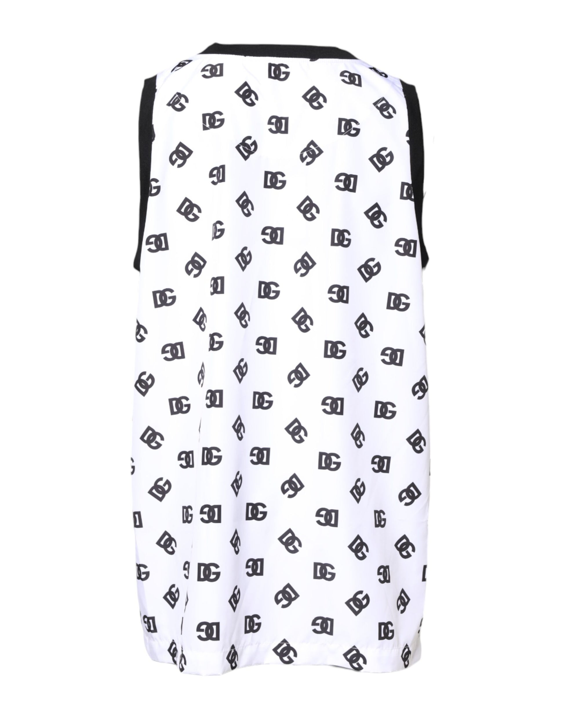 White Polyester Sleeveless DG Logo T-shirt