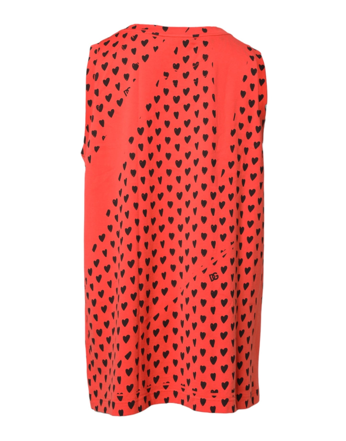 Red Cotton Sleeveless DG Heart Logo T-shirt