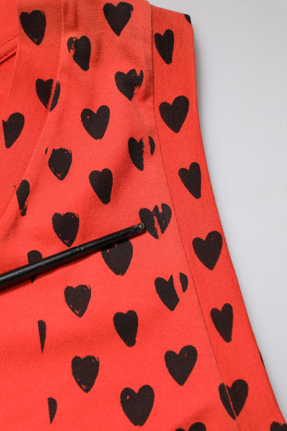 Red Cotton Sleeveless DG Heart Logo T-shirt