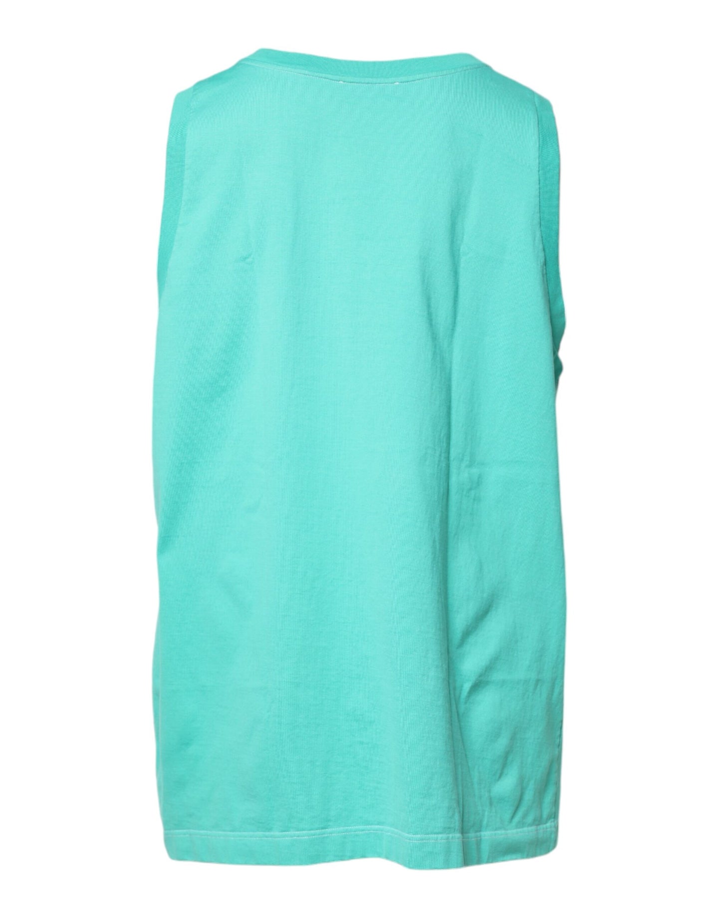 Green Sleeveless Logo Round Neck T-shirt