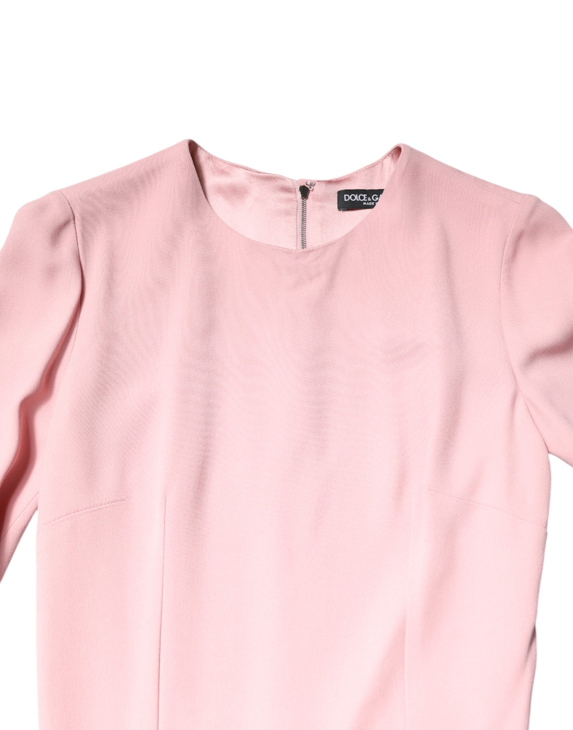 Pink Viscose 3/4 Sleeves Sheath Midi Dress