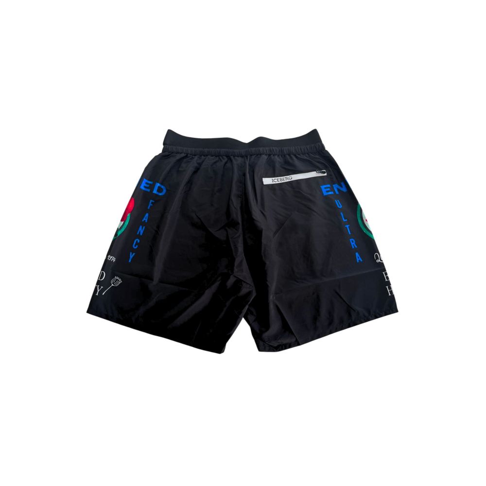Black Polyester Men Swim Shorts