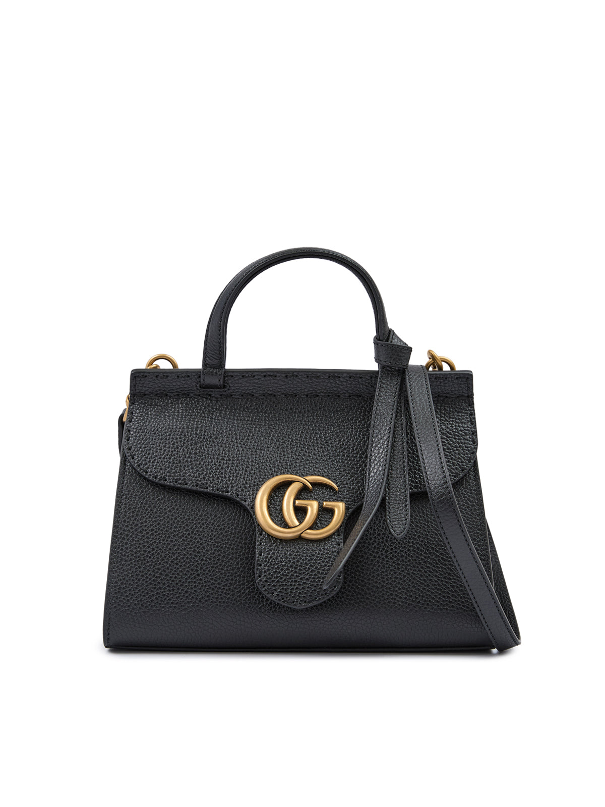 Black Leather GG Marmont Handbag
