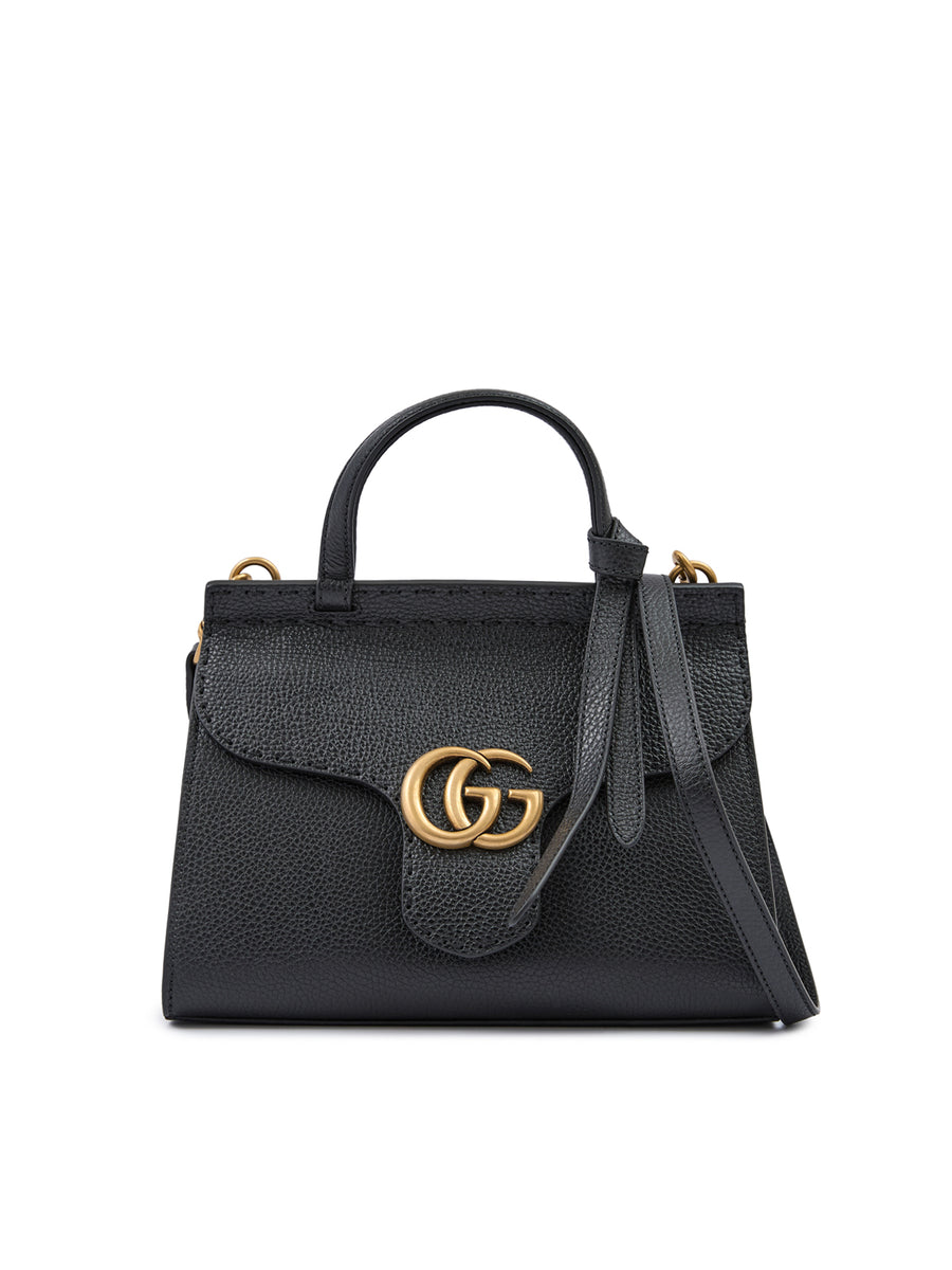 Black Leather GG Marmont Handbag