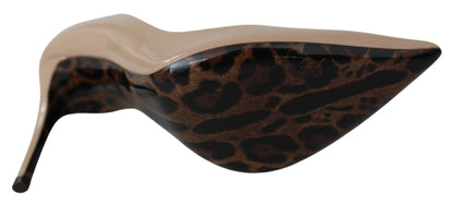 Beige Patent Leather Stiletto Heel Pumps