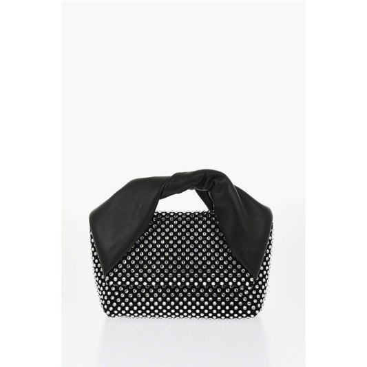 Leather MIDI TWISTER Handbag Embellished with Rhinestones