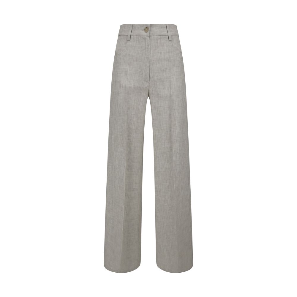Gray Viscose Casual Pants