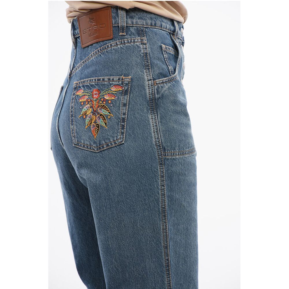 Super Wide Leg Denims with Embroidered Pockets