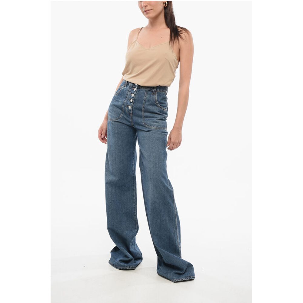 Super Wide Leg Denims with Embroidered Pockets