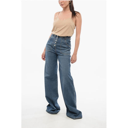 Super Wide Leg Denims with Embroidered Pockets