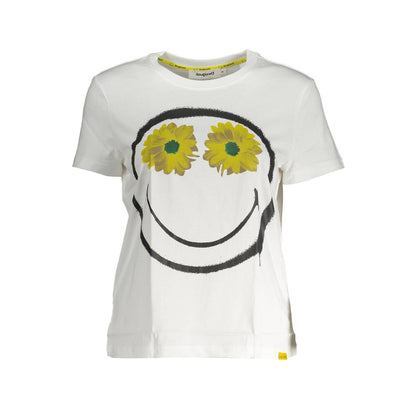 White Cotton Women T-Shirt