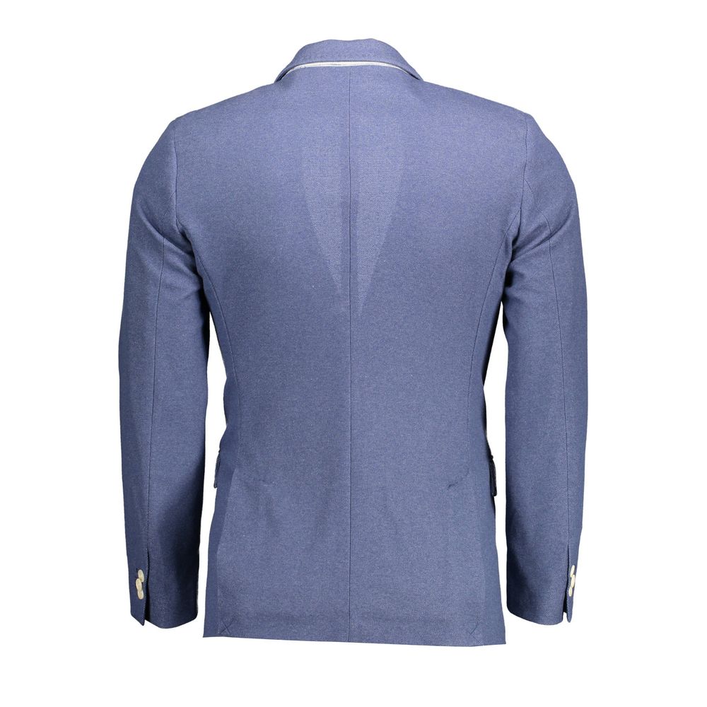 Blue Cotton Men Jacket