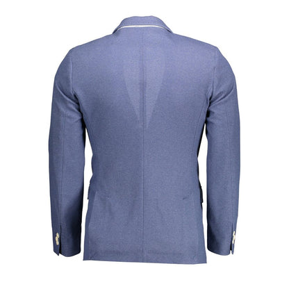 Blue Cotton Men Jacket