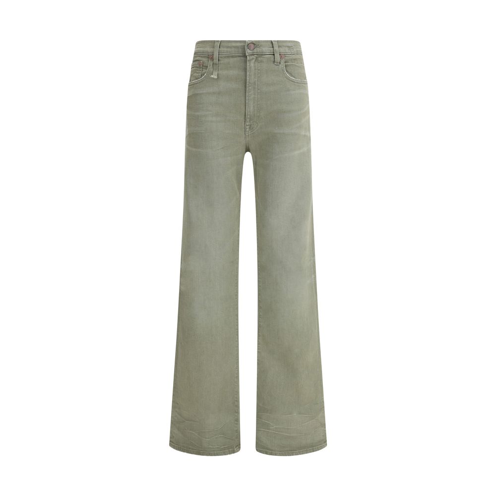 Green Cotton Flared Jeans