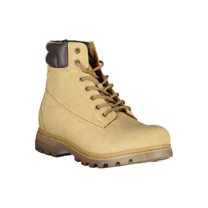 Beige Polyester Men Boot
