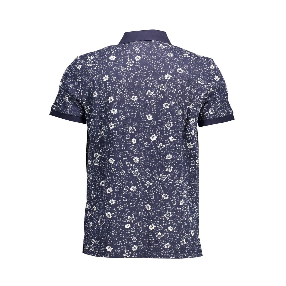 Blue Cotton Men Polo Shirt