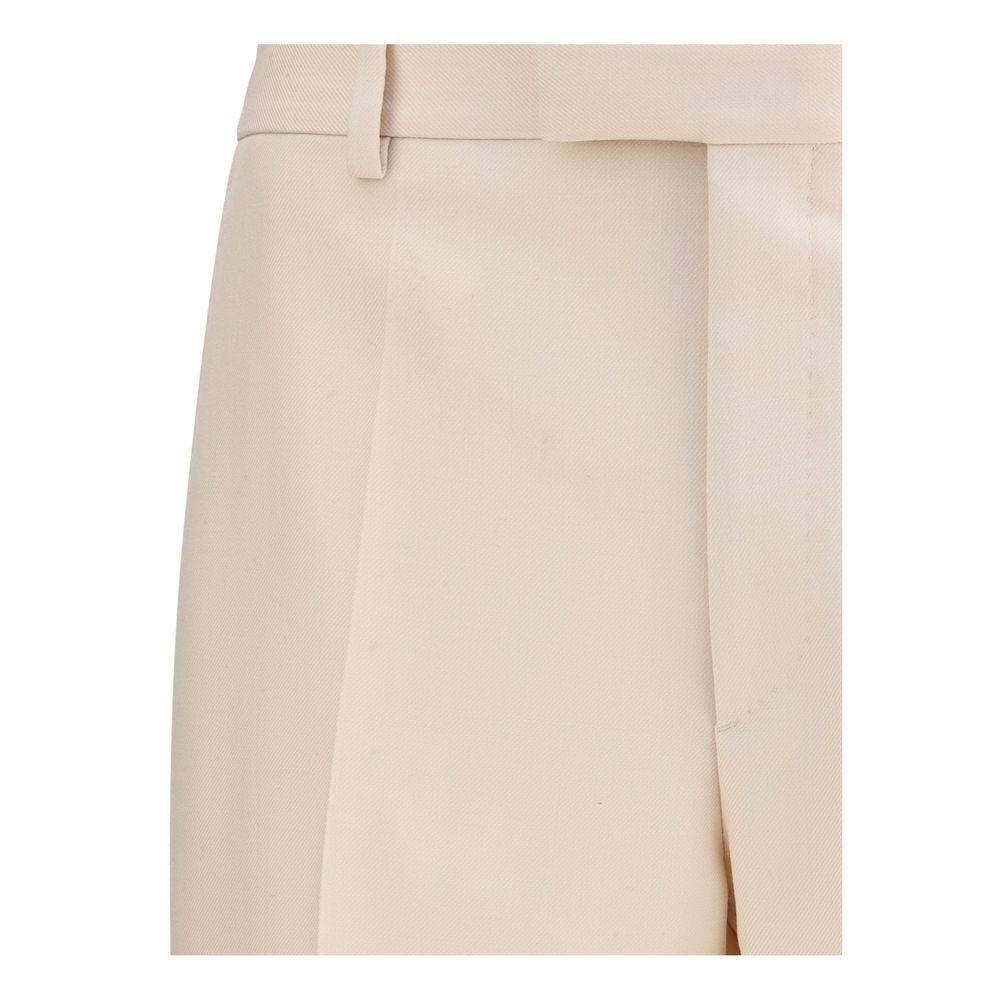 Cream Fleece Wool Dress Pants