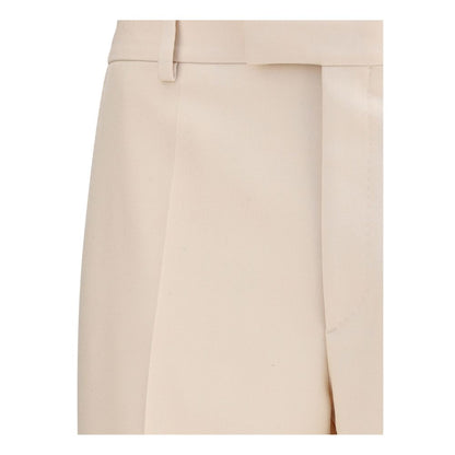 Cream Fleece Wool Dress Pants