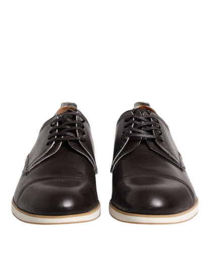 Dark Brown Leather Derby Lace Up Dress Formal Shoes