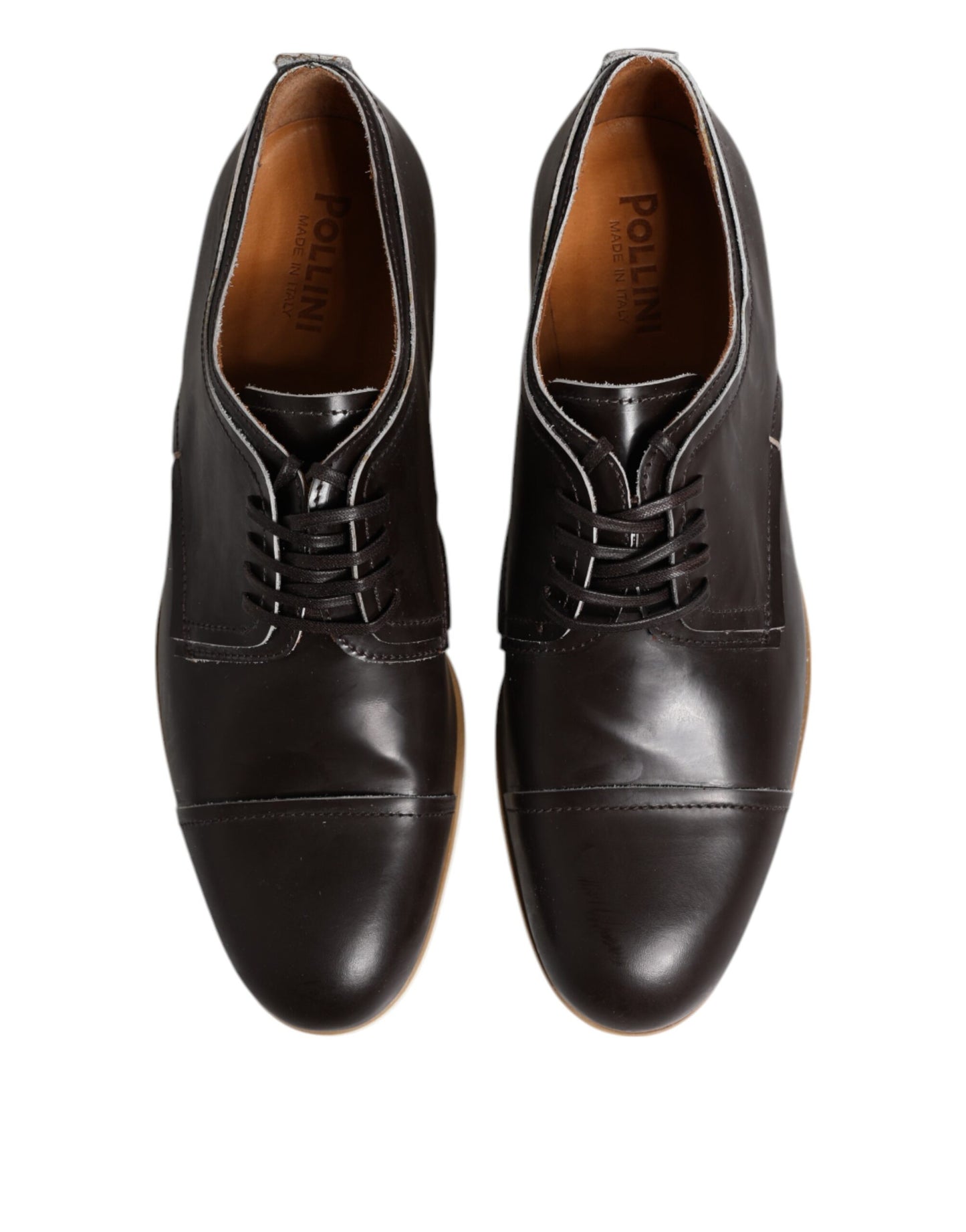 Dark Brown Leather Derby Lace Up Dress Formal Shoes