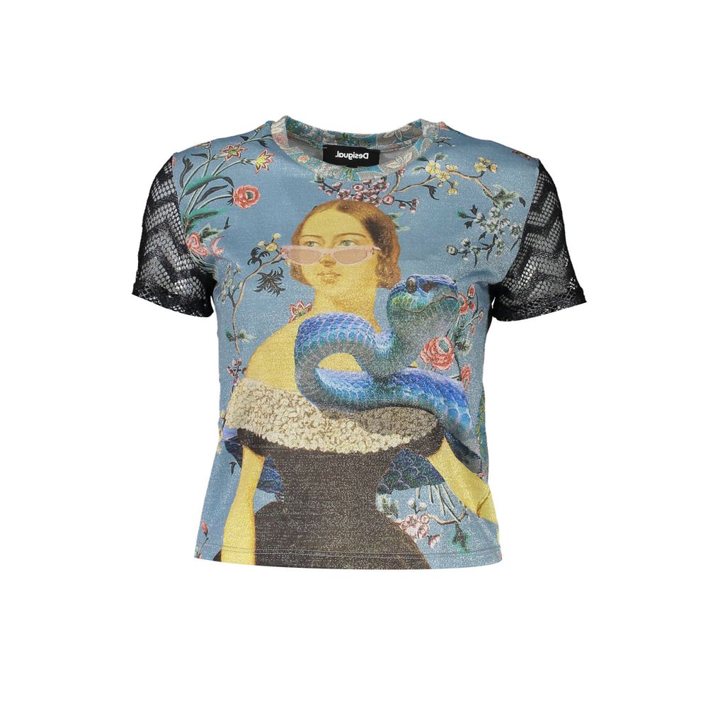 Blue Polyester Women T-Shirt